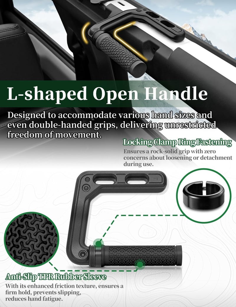 JROAD Bronco Aluminum Grab Handles Roll Bar Non-Slip Grip HandlesCompatible with Ford Bronco 2021-2025 Front or Rear Seat 4 Door Soft/Hard Top,Bronco Raptor Interior Accessories （4PCS/Black） - Image 2